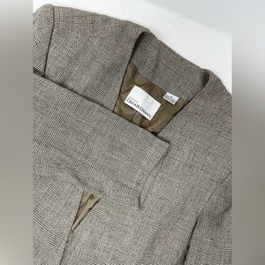Dana Buchman Women Suit Jacket Grey/Tan Sleeve Pockets 12 GHR5
